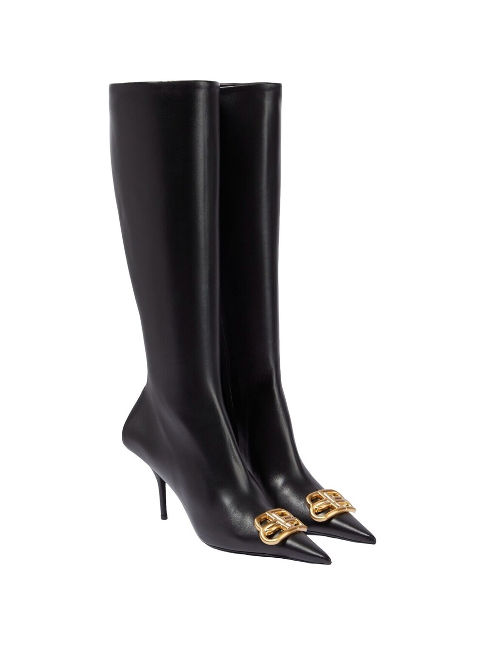 Balenciaga BB Knife Black Leather Knee Boots Womens Size 9/39 New
